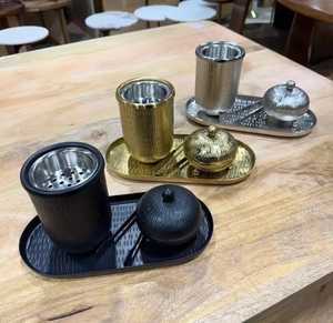 Ensemble de brûleur à encens Bakhoor en résine écologique plaqué or moderne pour une décoration élégante de la maison arabe et des cadeaux - Product Image 4