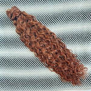 Queue de cheval bouclée à cordon de serrage en cheveux humains # 30 mèches de cheveux synthétiques bouclés afro style vague d'eau, couleur cuivre moyen - Product Image 4