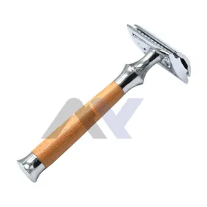 Мужская Классическая двухсторонняя Безопасная бритва премиум-класса с деревянной ручкой-высококачественные товары для парикмахерской оптом