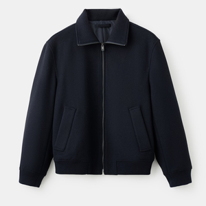 Chaqueta bomber de otoño vintage Premium con cremallera frontal patrón sólido servicio OEM - Product Image 5