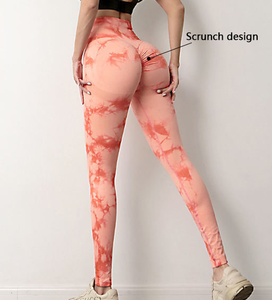 Tie-Dye Print taille haute Leggings de yoga pour femmes respirant évacuant l'humidité couleurs personnalisées sans couture serré hanche ascenseur - Product Image 3