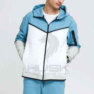 Bán Buôn Người Đàn Ông Của Thiết Kế Zip up Áo Nỉ Tùy Chỉnh 500 GSM Công Nghệ Lông Cừu Bông Chắp Vá Quá Khổ Tracksuits Cho Nam Giới - Product Image 2