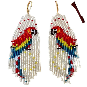 Pendientes de cuentas con diseño de pájaros, hechos a mano, pendientes de cuentas bordadas, trabajo con cuentas de semillas, pendientes de moda - Product Image 1