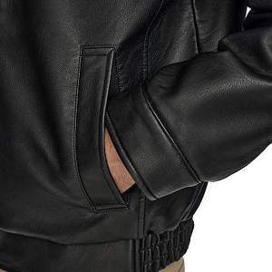 Chaqueta Clásica de Invierno para Hombre, de Cuero Sintético, Chaqueta Bomber Cálida con Capucha, Chaqueta de Piloto de Motocicleta Acolchada Negra/Marrón - Product Image 5