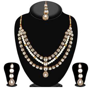 Vivant Maang Tikka Set with <b>Crystal</b> <b>Stone</b> Necklace 1104901 - Product Image 1