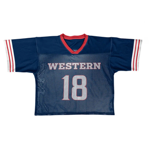 เสื้อลาครอสเวสเทิร์น 18 แบบตาข่าย คอวี แขนสั้น ระบายอากาศได้ดี เหมาะสำหรับผู้ใหญ่ ทั้งชายและหญิง ชุดกีฬา - Product Image 1