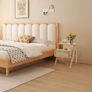 Table de chevet de luxe minimaliste européenne Fairmount en bois de bambou massif avec rangement intelligent Meubles de chambre à coucher modernes - Product Image 1