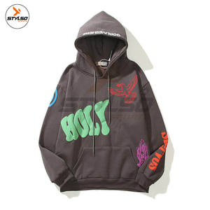 Sweats à capuche de haute qualité pour hommes Pull-over chaud en coton Impression et broderie personnalisées Vêtements teints en couleur unie pour l'hiver Vente en gros - Product Image 3