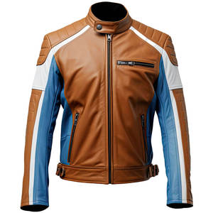แจ็คเก็ตหนังผู้ชายสไตล์โมเดิร์นสำหรับฤดูหนาว หนังวัวแท้ ผ้าแคนวาส กันน้ำ มีฮู้ด แฟชั่นทันสมัย สำหรับผู้ที่ชื่นชอบสไตล์มอเตอร์ไซค์และไบค์เกอร์ - Product Image 1