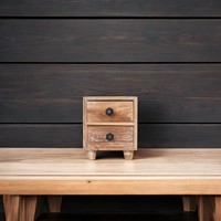 NOVO Organisateur de bijoux en bois de qualité supérieure, à un seul niveau, avec 2 élégants tiroirs de rangement multifonctionnels et pratiques, style Japandi