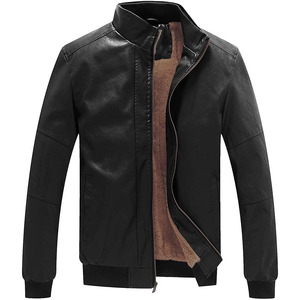 Wholesale Men's Fleece <b>Lined</b> Bomber Faux Leather <b>Jacket</b> Custom Made Faux <b>Fur</b> Men Winter Thickening Warm <b>Jackets</b> Coats - Product Image 1
