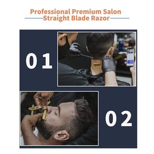 Super Gold Metal Straight <b>Razor</b> Manual Shaver Double Top Edge Blade <b>Razor</b> Shaving <b>Razor</b> for Men Salon Use - Product Image 6