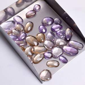 Vente en gros d'amétrine naturelle coupe rose tranches de pierres précieuses lâches à dos plat pour la fabrication de bijoux approvisionnement direct - Product Image 6