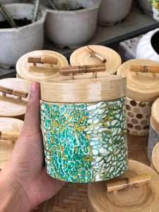 Pot en bambou élégant avec incrustation de coquille d'œuf du Vietnam pour le rangement de bijoux de luxe et la décoration de table de toilette de chambre à coucher haut de gamme - Product Image 5