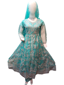 Robe de style Maxie brodée fantaisie pour femme Vêtements pakistanais prêts à l'emploi respirants pour les occasions de club - Product Image 4