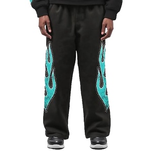 Ropa de calle personalizada para hombre, chándal de lana de algodón, conjunto de 2 piezas, Sudadera con capucha gráfica y pantalones, traje Vintage Hip Hop, diamantes de imitación personalizados - Product Image 4