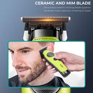 Tondeuse à barbe professionnelle sans fil 7200 tr/min pour hommes, lame en céramique à écartement zéro, tondeuse de barbier, prise US, tondeuse à cheveux à batterie - Product Image 6