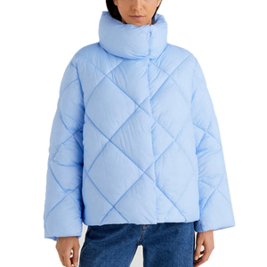 Chaqueta de burbujas de punto de algodón ligero ajustada para mujer, logotipo bordado personalizado de otoño, transpirable, impermeable, ecológico - Product Image 1