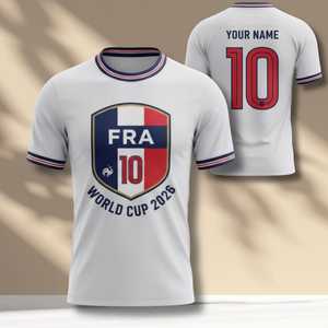 Maglia da Tifoso Unisex Francia 2026 WC, T-Shirt Tricolore con Grafica, Top per il Giorno della Partita e Regalo per Feste di Tifo, Magliette Promozionali - Product Image 1