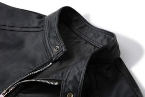 Chaqueta de cuero PU para motocicleta de invierno para hombre hecha a medida para hombre, aspecto clásico lavado con cuello levantado, nueva condición para bicicleta - Product Image 3