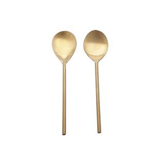 Nuevo diseño, compra a granel, cucharas de Metal, diseño de plumas doradas y cabezas plateadas, juego de utensilios de acero inoxidable, cucharón, servidor de arroz y sopa - Product Image 6