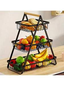 Panier de rangement pour fruits en fil de fer antirouille, grande capacité, organisateur de cuisine, bol, support d'affichage en fil métallique pour fruits, panier à collations - Product Image 3
