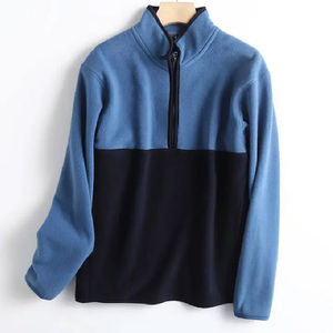 Chaqueta de lana polar sólida de invierno con cuello levantado y media cremallera bordada para hombre de nuevo diseño personalizado OEM - Product Image 1