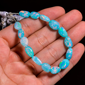 ลูกปัดโอปอลเอธิโอเปียนลูกปัดพลอยหลากสีสำหรับทำเครื่องประดับลูกปัดโอปอลสีฟ้าใส - Product Image 3