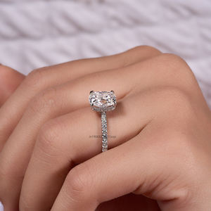 ซ่อนรัศมี3 CT เบาะตัด Moissanite แหวนเพชรแหวนหมั้นยาวเบาะตัดแหวนเจ้าสาวสำหรับเธอใน925เงินสเตอร์ลิง - Product Image 3