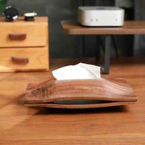 Boîte à mouchoirs en noyer de luxe | Porte-papier en bois pour salle de bain et salon | Mallette de rangement de bureau moderne | Organisateur de décoration intérieure - Product Image 4
