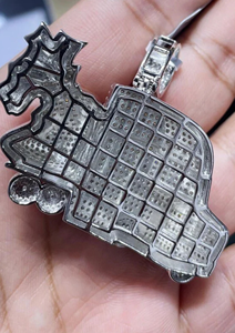 จี้ฮิปฮอปเงินติดรถบรรทุกเพชรโมอิส - Product Image 4