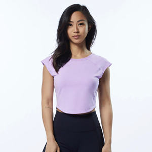 เสื้อครอปไซส์ใหญ่สำหรับผู้หญิง, เสื้อครอปเอวลอยทรงหลวมแขนสั้นสำหรับใส่วิ่งออกกำลังกาย - Product Image 1