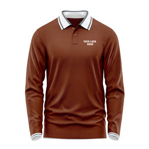 Polo de golf personnalisé pour hommes à manches longues en polyester/spandex extensible à séchage rapide vêtements de golf de coupe athlétique de l'usine du Vietnam - Product Image 6