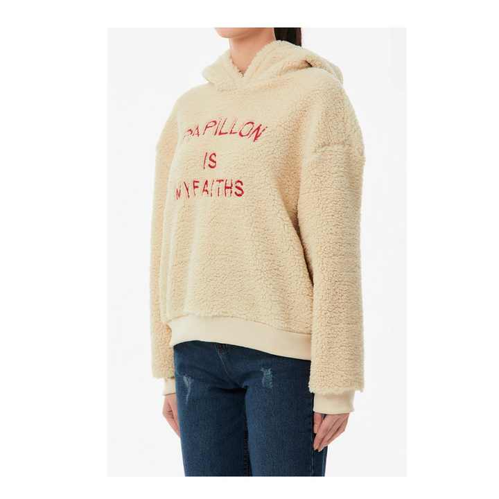 .Long sleeve hoodie for women with front pocket and adjustable hood made of soft cotton blend fabric for everyday comfort