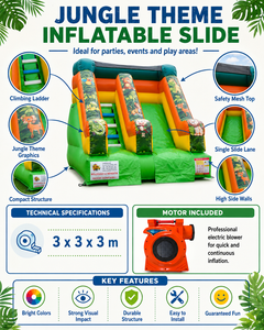 สนามเด็กเล่นเป่าลมมืออาชีพ 3x3x3 ม. – สไลเดอร์เป่าลม PVC – ใช้งานได้ทั้งภายนอก/ภายในอาคาร – ได้มาตรฐาน EU - Product Image 4