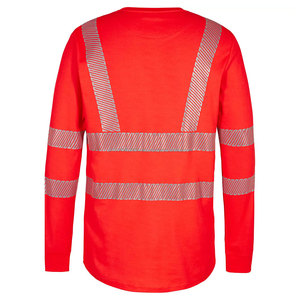 Custom Logo Men's Long Sleeve Hi Vis Polyester Work T-<b>Shirt</b> Solid Knitted High Visibility Security Safety Workwear Reflective - Product Image 4