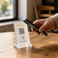 Support d'affichage NFC en acrylique transparent OEM pour table, support de carte à connecter par simple contact