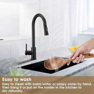 Juego de 7 cucharas de madera marrón para servir y cocinar para cocina o utensilios de cocina de madera para fiestas - Product Image 3