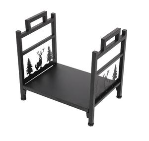 KSN Juego de Chimenea de Acero Metálico con Patrón de Animales de Interior Estante de Almacenamiento de Leña de Acero Inoxidable de Una Sola Capa Juegos de Hierro - Product Image 4