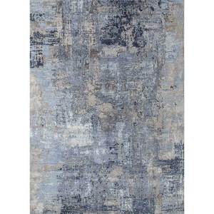 Alfombra Kavi Gris Negra de Lana y Seda de Bambú Anudada a Mano, Diseño Abstracto Moderno para el Hogar, Pasillo, Forma Rectangular, Grosor de 10 mm -Esk-439 - Product Image 1