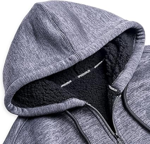 Luxury Plain Winter 100% Cotton Blend Fleece Thick Heavyweight Cropped Double Zipper Custom Zip Hoodie - Product Image 5