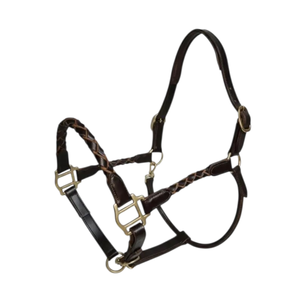 Licol en cuir de haute qualité, tressé, avec des accessoires en laiton massif, réglable, équipement équestre - Product Image 2