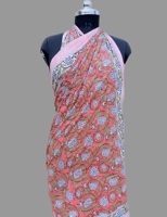 Sarong indien artisanal en coton pour femme, imprimé floral, 100 % coton, écologique, grande taille, vêtements de plage, cadeaux de voyage, 1 pièce