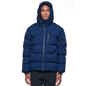 Chaqueta de Invierno Casual con Capucha Impermeable y Cuello Alto de Lona Estampada Personalizada al por Mayor para Hombre, con Logotipo Frontal y Bolsillos - Product Image 3