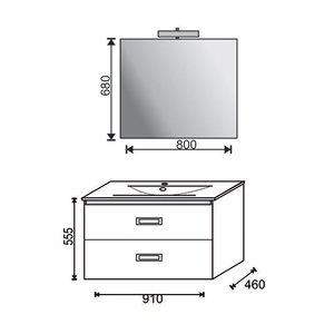 Mueble de Baño Suspendido Fantasy con Lavabo de 90 cm y Espejo, Accesorios de Baño - Product Image 2