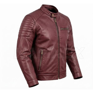 Chaqueta de Cuero Estilo Café Racer para Hombre, Diseño de Color Sólido, Fabricación en Fábrica 2026, Personalizable - Product Image 3