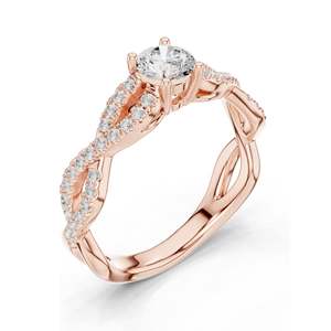Bague de fiançailles en diamant de laboratoire rond brillant de 0,816 carats pour femmes, clarté VVS-VS EF, or 18 carats, 14 carats, 10 carats et argent 925 rose - Product Image 4