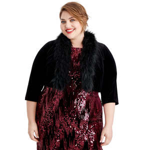 Giacca Shrug in Velluto Plus Size da Donna Jessica Howard in Nero Taglia X-Large - Product Image 1