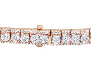 Bracelet de tennis élégant et mince or rose 10 carats coupe ronde fleur Design diamant femmes classique bijoux cadeau Collection - Product Image 6