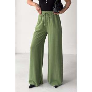XLove <b>Jeans</b> Women's High <b>Waist</b> <b>Elastic</b> Palazzo Pants, Loose Fit Wide Leg Linen Cotton Trousers in Rose Pink, Summer Casual Wear - Product Image 6